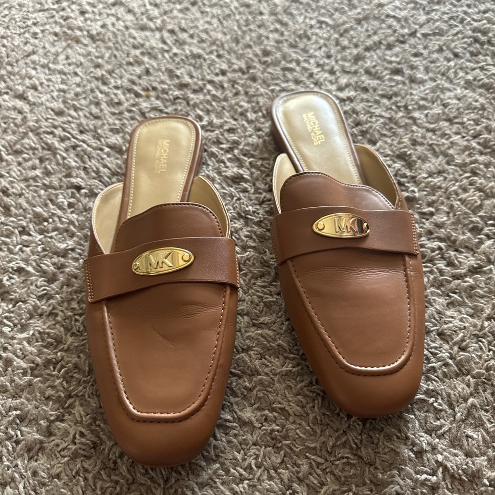 Michael Kors Tan Leather Slip-On Loafers
